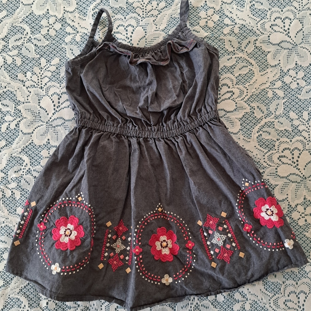 Gymboree dress denim with embroidered flowers